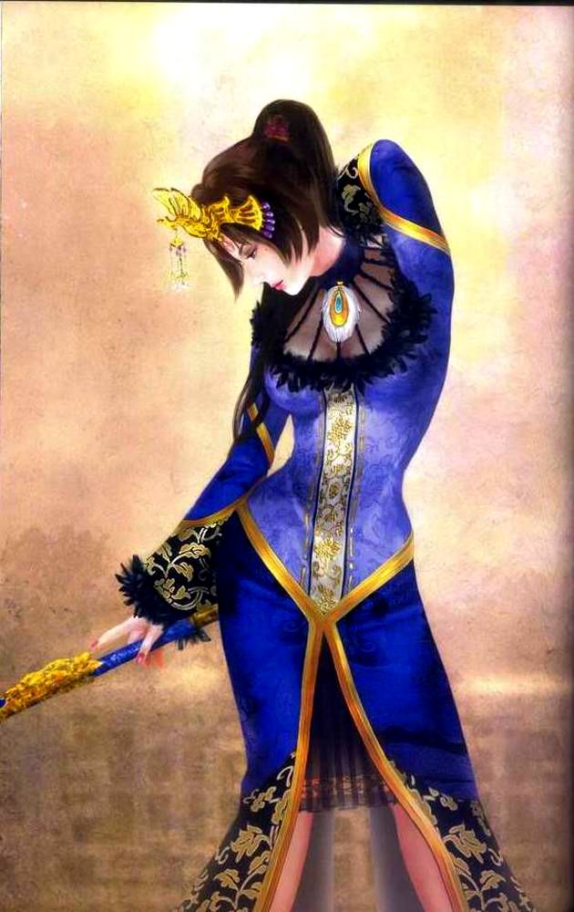 zhen ji, shin sangoku musou, corrupted metadata, scan, dress, feathers, flute, instrument, jewelry, solo