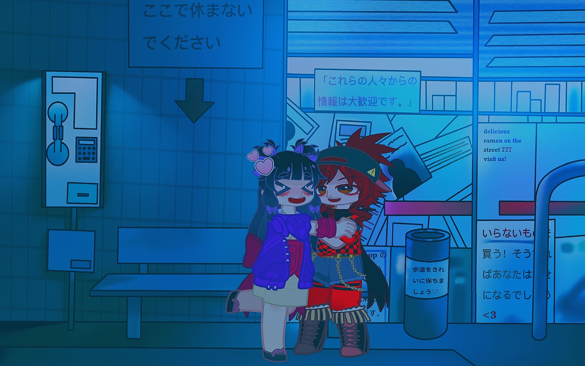 ace attorney, gacha (series), gacha club, phoenix wright: ace attorney – spirit of justice, highres, non-web source, 2girls, free hugs, gacha nebula (gacha mods), heart, hug, magnolia fey (ace attorney oc), multiple girls, penelope seymour (ace attorney oc), phoenix wright: ace attorney – the epilogue of spirit of justice: the power of mystical, spirit of justice, the epilogue of spirit of justice: the power of mystical, yuri