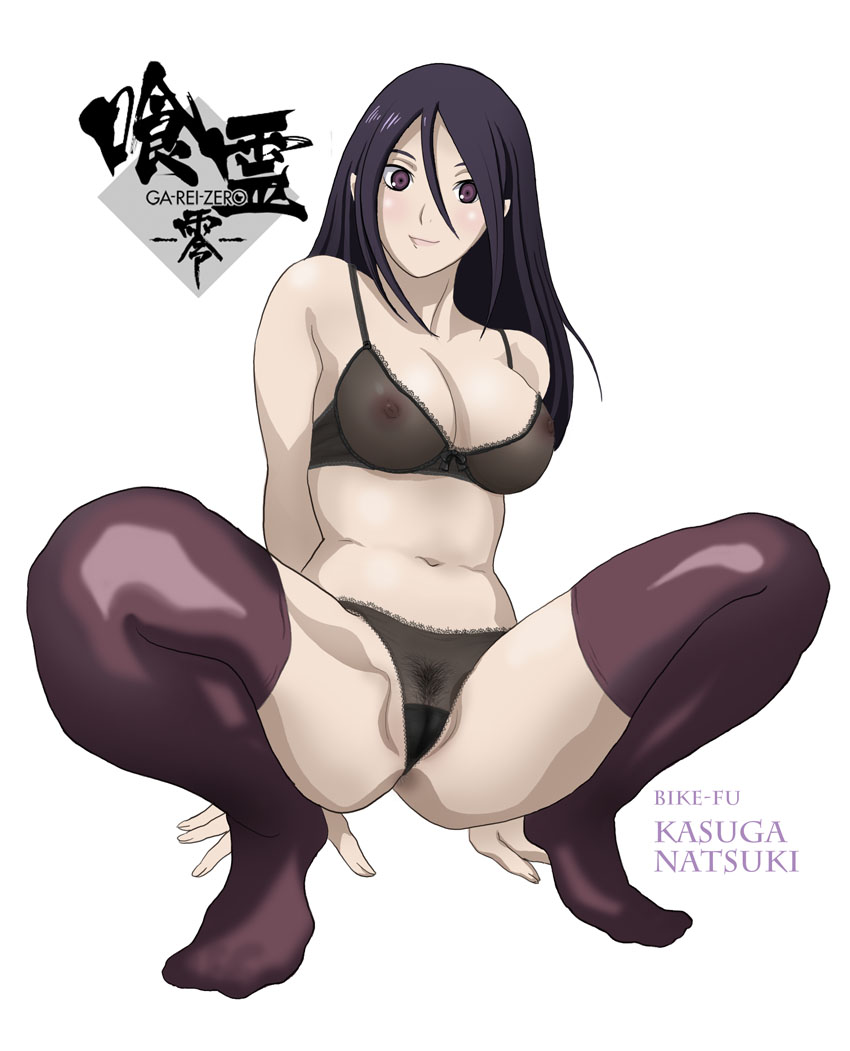 kasuga natsuki, ga-rei, ga-rei zero, 00s, long hair, nipples, panties, pubic hair, purple eyes, see-through clothes, thighhighs, underwear
