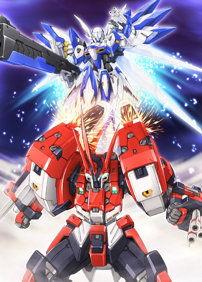 eblmeka, alteisen, weissritter, banpresto, super robot wars, super robot wars original generation, bad id, bad pixiv id, highres, gun, mecha, rifle, robot, weapon