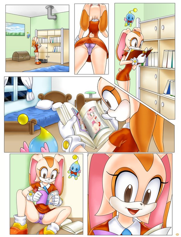 greenhand, cheese (chao), cream the rabbit, sega, sonic (series), panties, upskirt