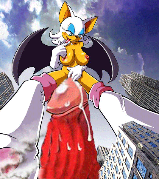 rouge the bat, sonic (series), photoshop, tagme, city, furry, giantess, penis