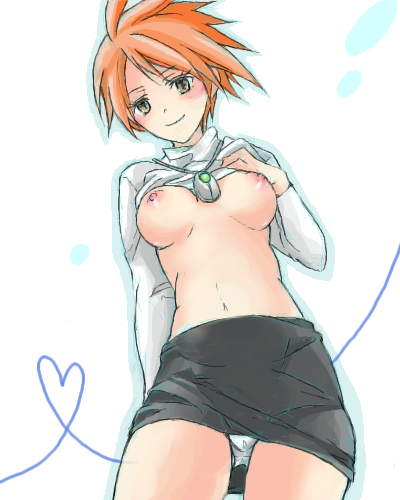 natsu315, brigette (pokemon), nintendo, pokemon, lowres, 1girl, breasts, female focus, panties, solo, underwear