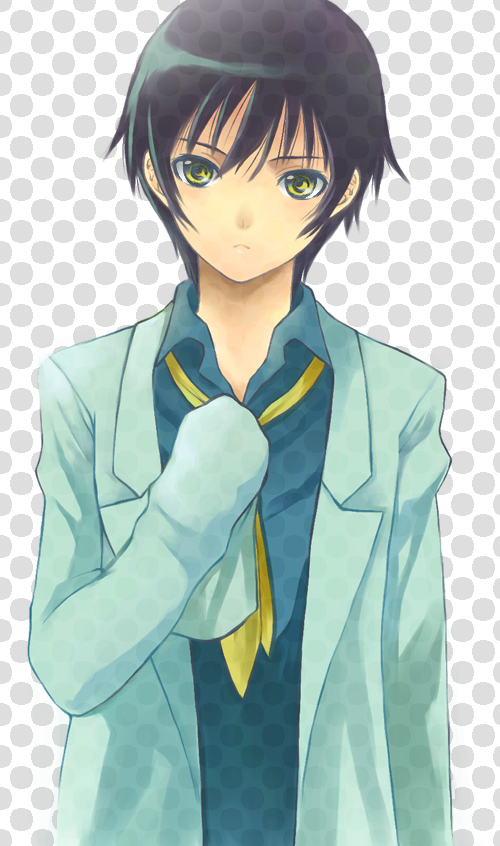 seiru (prairie), shirogane naoto, atlus, persona, persona 4, 1girl, blue eyes, blue hair, female focus, lab coat, long sleeves, matching hair/eyes, necktie, reverse trap, sleeves past wrists, solo