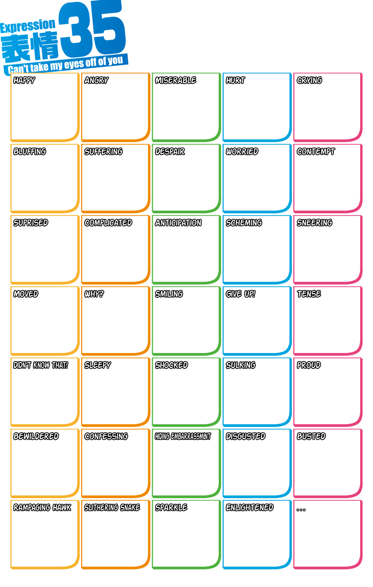 35, original, highres, translated, 35 expressions meme, english text, meme, multiple expressions, template