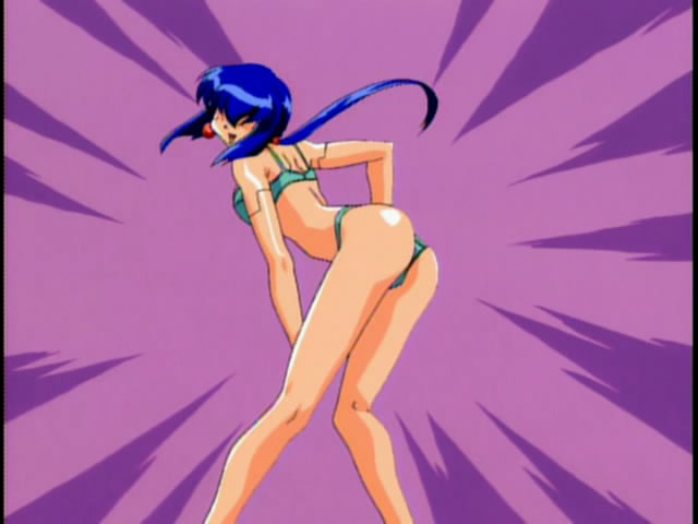 luchs, saber marionette j, anime screenshot, 1990s (style), 1girl, blue hair, female focus, retro artstyle, solo
