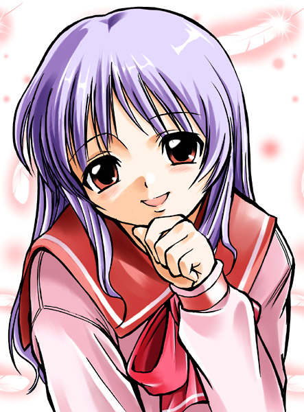 himekawa kotone, to heart, to heart (series), tagme, purple hair, red eyes, school uniform, solo