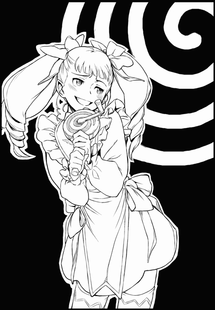 minato fumi, shiho huit, my-otome, 00s, 1girl, blush, female focus, garderobe uniform, greyscale, monochrome, smirk, solo, thighhighs, twintails