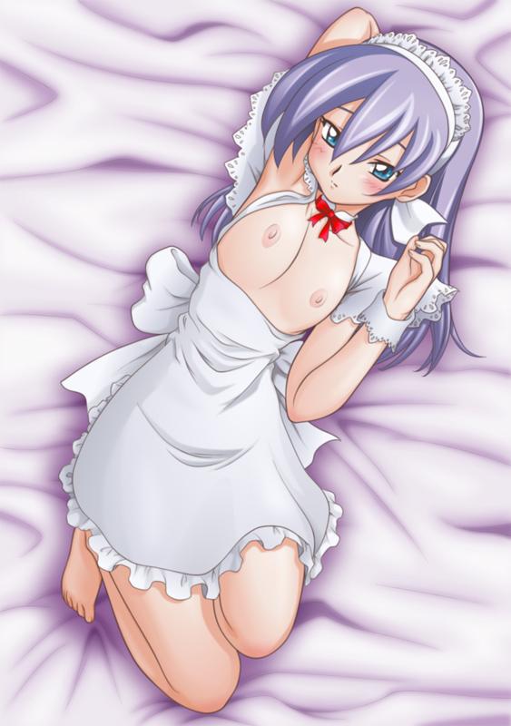 ta152 (graf zeppelin), lou roux, shinkon gattai godannar!!, 00s, apron, breasts, loli, naked apron, nipples