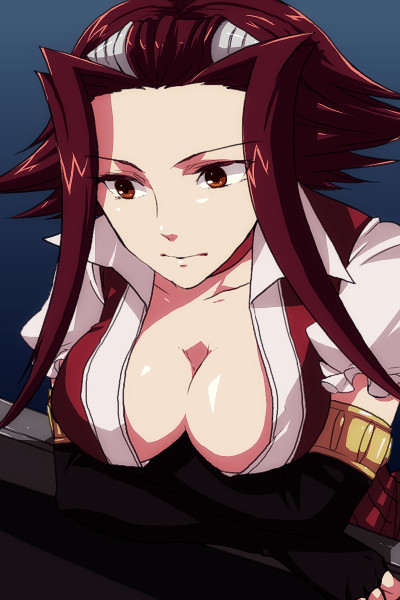sndokome, izayoi aki, yu-gi-oh!, yu-gi-oh! 5d's, bad id, bad pixiv id, 00s, 1girl, breasts, cleavage, drill, elbow gloves, female focus, gloves, large breasts, red eyes, red hair, short hair, solo, spiked hair