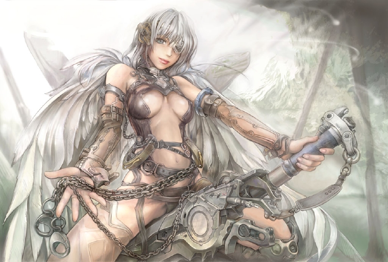 kgs, chain, cuffs, handcuffs, sword, weapon, wings