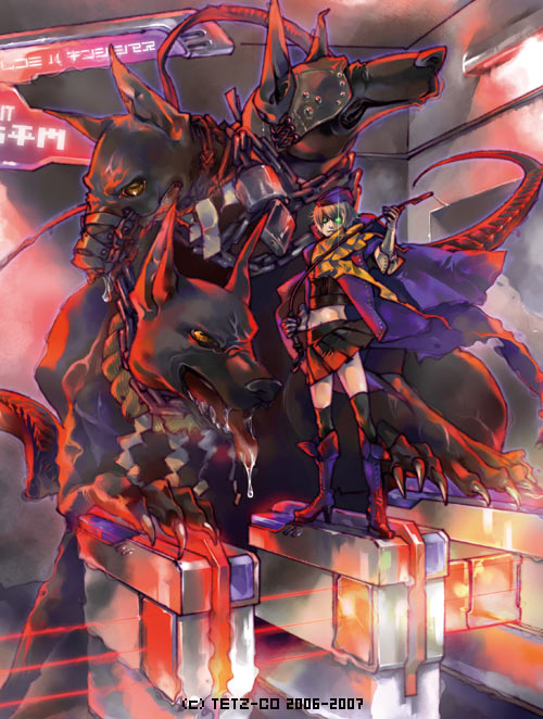 tetz-co, boots, cape, dog, monster, skirt