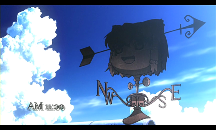 hakurei reimu, natsu no arashi!, touhou, artist request, tagme, 00s, cloud, sky, weather vane, yukkuri shiteitte ne