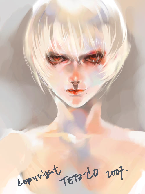 tetz-co, tagme, red eyes, white hair