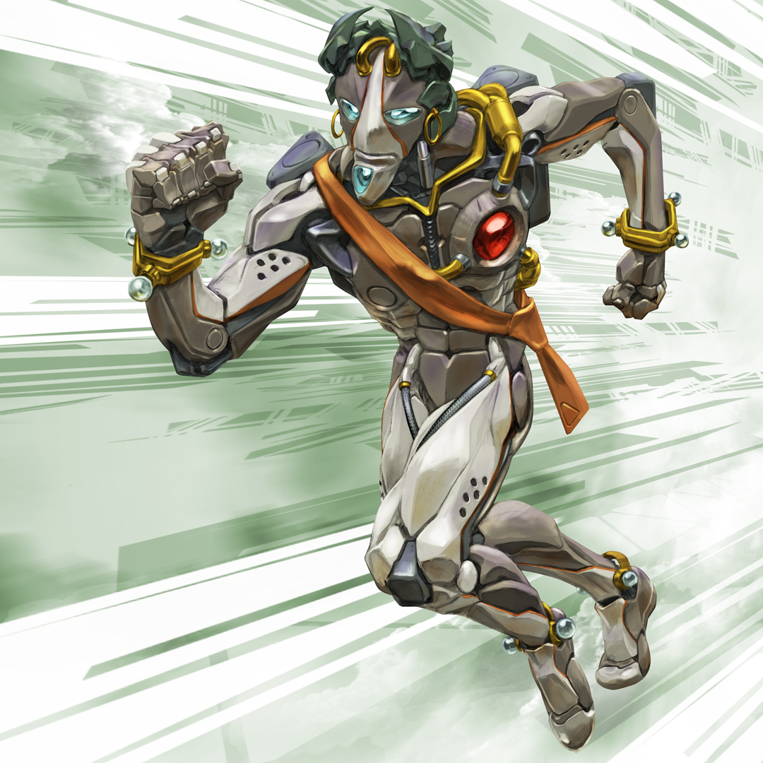 igunuk, original, android, bracelet, clenched hand, full body, jewelry, motion blur, robot, running, sash, track and field