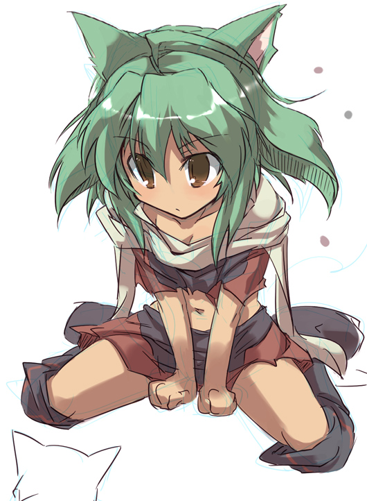 tokyo (great akuta), emerada (xenogears), xenogears, animal ears, cat ears, green hair, yellow eyes