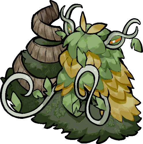 kawaanago, wo-chien, nintendo, pokemon, commentary request, lowres, animal focus, bright pupils, colored sclera, full body, green eyes, leaf, narrowed eyes, no humans, orange sclera, pokemon (creature), pokemon focus, solo, transparent background, white pupils