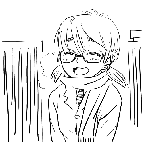 outtake, lowres, child, glasses, scarf, twintails