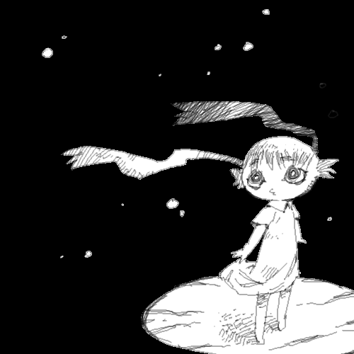 outtake, character request, copyright request, lowres, tagme, 1girl, child, female focus, full body, monochrome, solo, standing, twintails