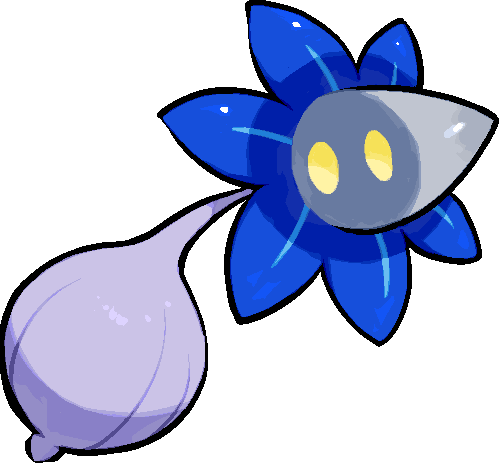 kawaanago, glimmet, nintendo, pokemon, commentary request, lowres, full body, no humans, pokemon (creature), pokemon focus, solo, transparent background, yellow eyes