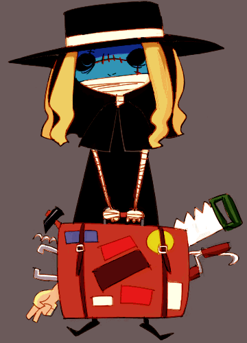 outtake, lowres, blonde hair, chibi, hat, tools