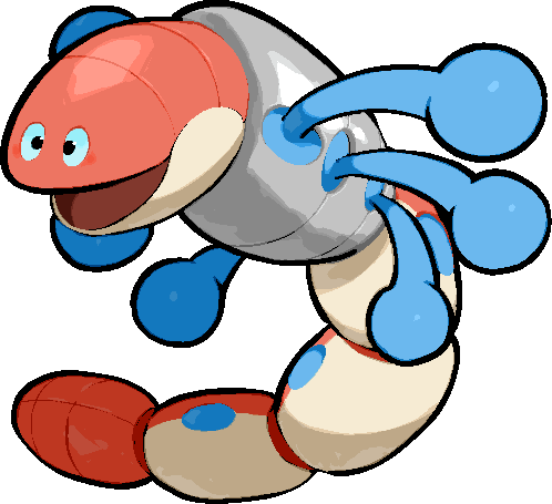 kawaanago, orthworm, nintendo, pokemon, commentary request, lowres, full body, no humans, pokemon (creature), pokemon focus, smile, solo, transparent background