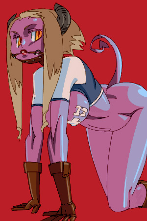outtake, lowres, tagme, gloves, horns, tail