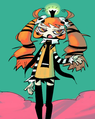 outtake, lowres, tagme, crown, necktie, thighhighs, twintails