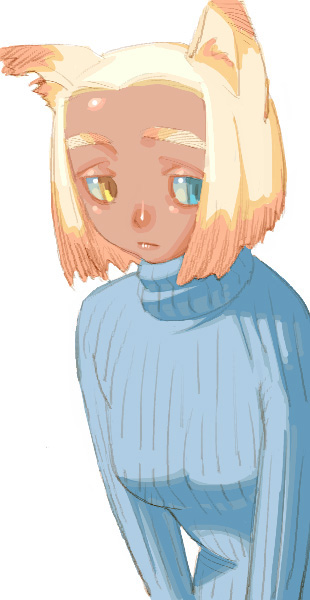 outtake, tagme, animal ears, blonde hair, cat ears, dark skin