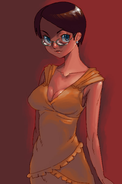 outtake, tagme, breasts, cleavage, glasses, short hair