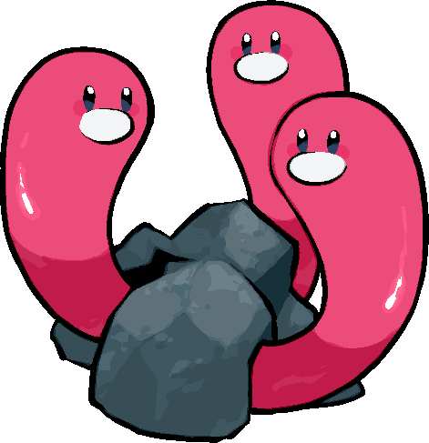 kawaanago, wugtrio, nintendo, pokemon, commentary request, lowres, full body, no humans, pokemon (creature), pokemon focus, rock, transparent background