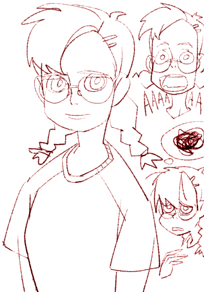 outtake, character request, copyright request, tagme, glasses, monochrome