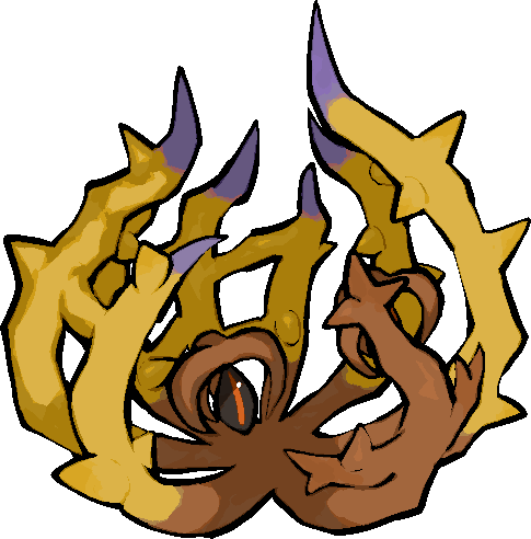 kawaanago, brambleghast, nintendo, pokemon, commentary request, lowres, full body, no humans, pokemon (creature), pokemon focus, slit pupils, solo, thorns, transparent background
