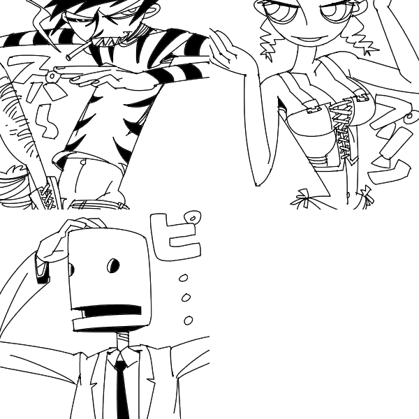 outtake, character request, copyright request, tagme, cigarette, monochrome, necktie, smoke