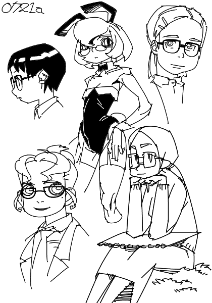 outtake, bunny girl, bow, bowtie, glasses, sitting