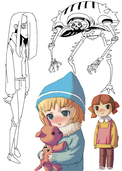 outtake, child, ribbon, robot, stuffed toy