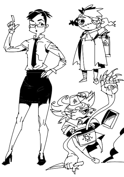 outtake, glasses, knife, necktie, scar, stitches, teacher