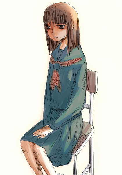 outtake, tagme, school uniform, sitting