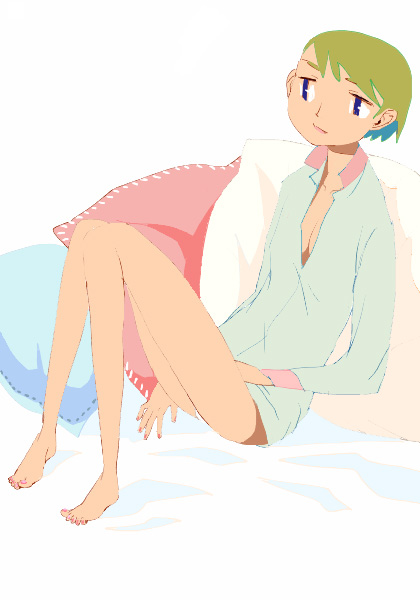 outtake, tagme, bed, pillow, short hair