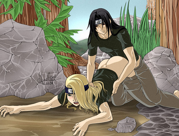 yanagoya, deidara, uchiha itachi, naruto (series), naruto shippuuden, naruto, akatsuki (naruto), anal, bent over, blonde hair, outdoors, rape, yaoi