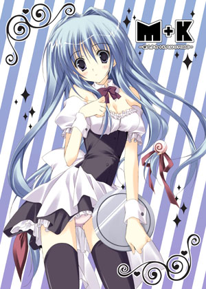 korie riko, minato himawari, supreme candy, bad id, bad pixiv id, lowres, 1girl, blue hair, female focus, long hair, panties, solo, thighhighs, underwear