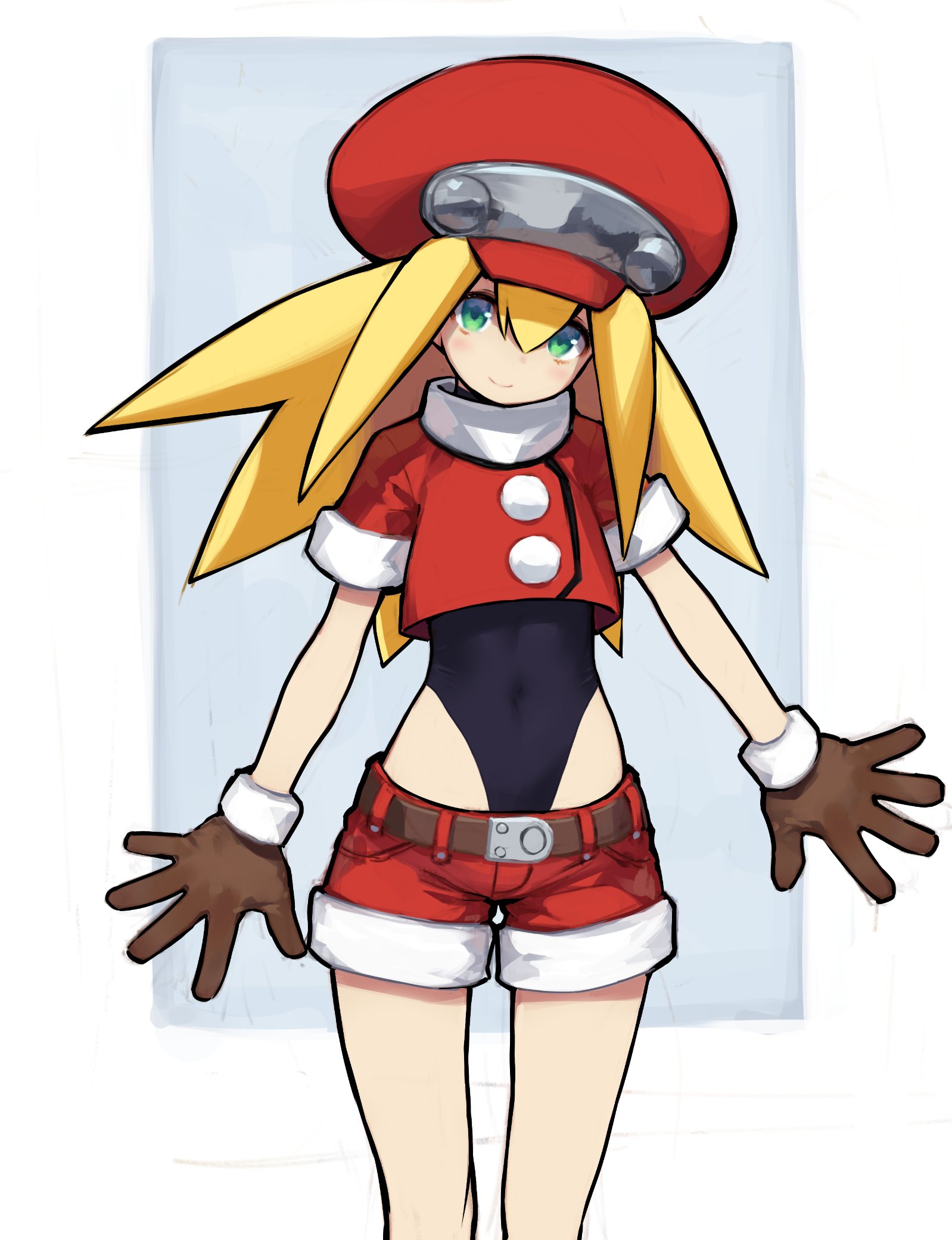 jiyu2, roll caskett (mega man), mega man (series), mega man legends (series), highres, tagme, 1girl, belt, blonde hair, gloves, short shorts, shorts