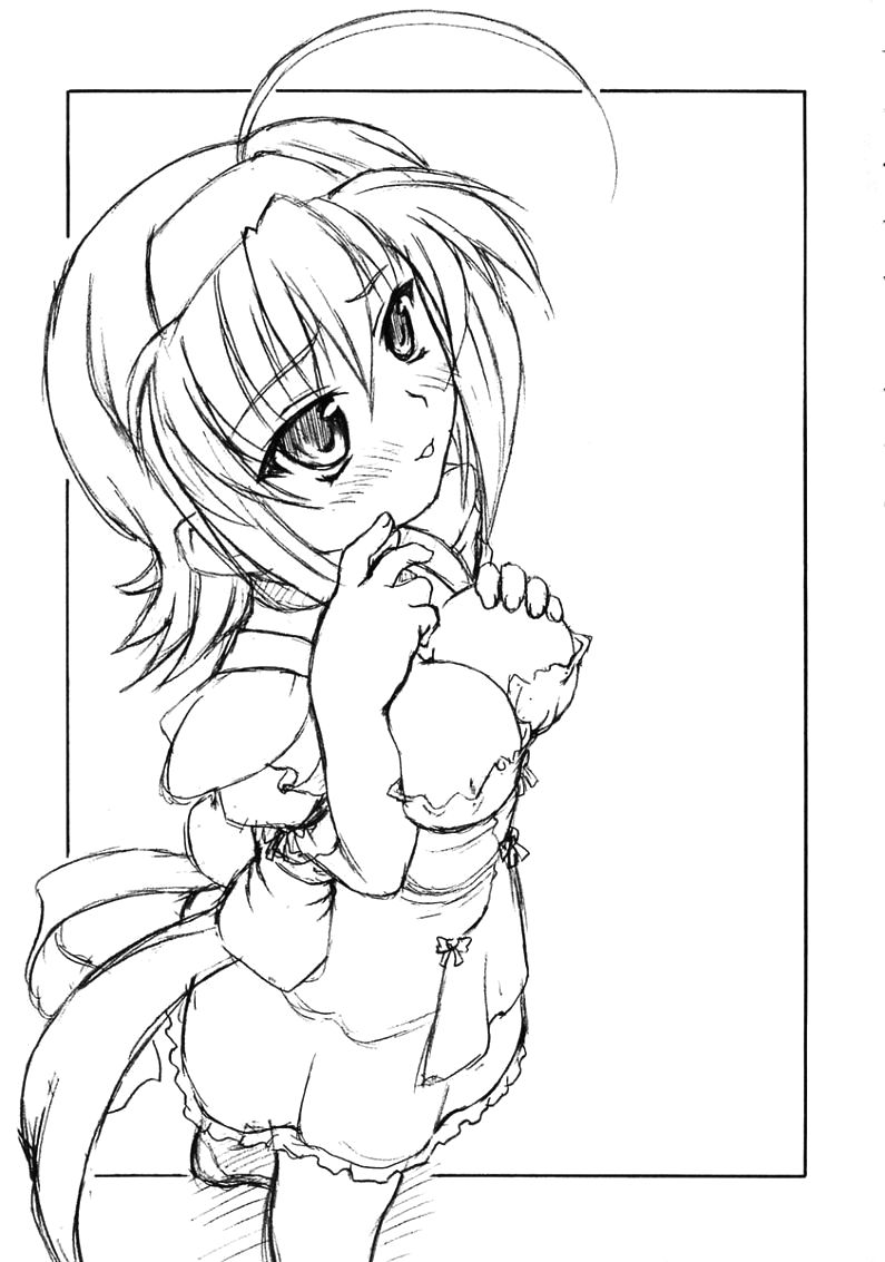 suzumiya akane, kimi ga nozomu eien, 00s, 1girl, ahoge, breasts, breasts squeezed together, female focus, greyscale, hairband, medium breasts, monochrome, solo, waitress