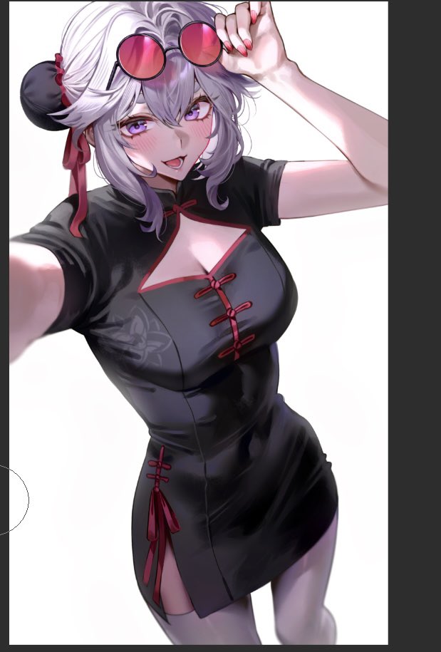 gomang1201, character request, copyright request, tagme, 1girl, breasts, chinese clothes, cleavage, medium breasts