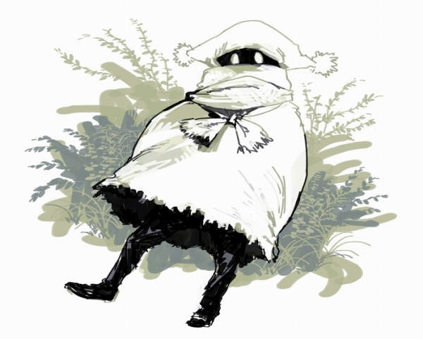 nagabe, original, commentary request, 1other, beanie, eyes in shadow, full body, grass, green theme, hat, lying, on back, pom pom (clothes), pom pom beanie, scarf, solo, white background