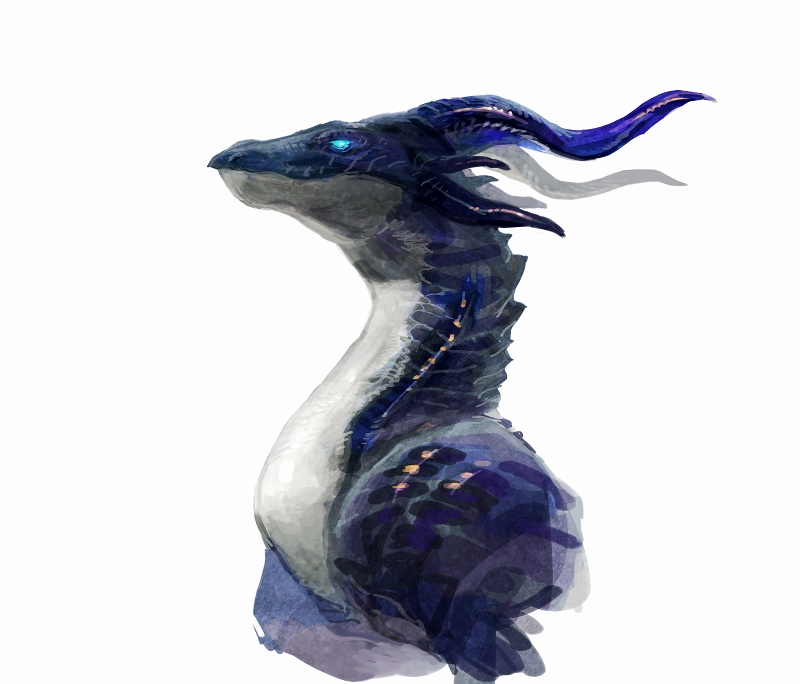 nagabe, original, commentary request, blue eyes, blue scales, dragon, glowing, glowing eyes, no humans, simple background, solo, upper body, western dragon, white background