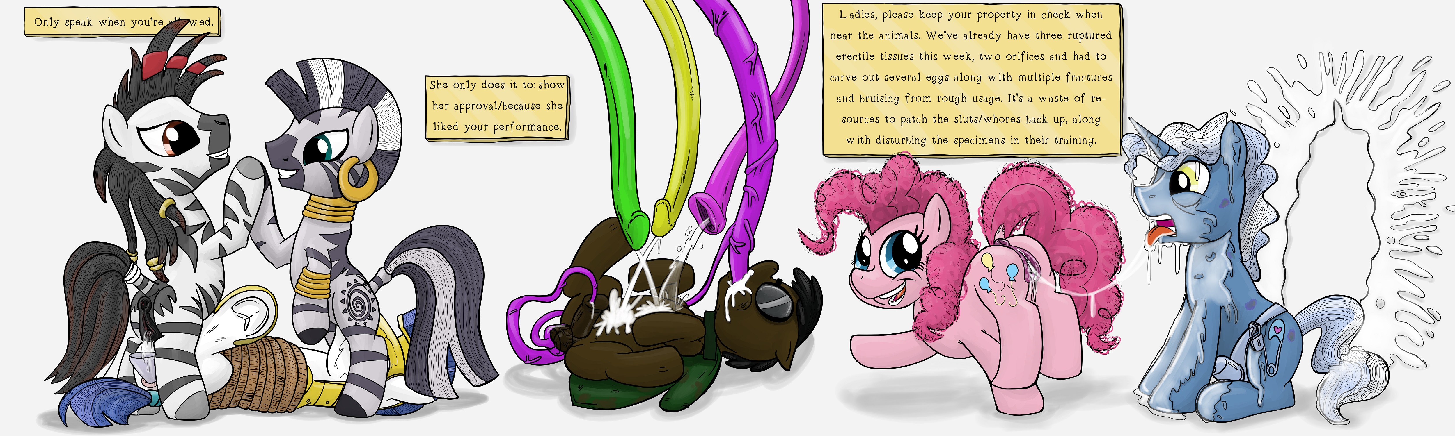 Rule34 – If it exists, there is porn of it / pokehidden, smudge proof, original character, pinkie pie (mlp), pokey pierce (mlp), royal guard (mlp), zecora (mlp) / 247813