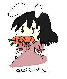 inaba tewi, touhou, lowres, 1girl, animal ears, carrot, female focus, oekaki, parody, rabbit ears, solo