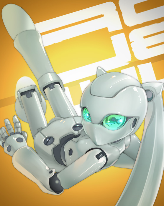 nidy, drossel von flugel, disney, fireball (series), android, blue eyes, lying, on back, robot, twintails