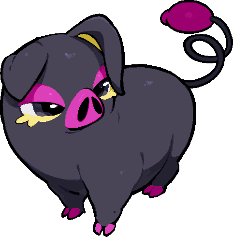 kawaanago, oinkologne, oinkologne (male), nintendo, pokemon, commentary request, lowres, animal focus, closed mouth, full body, grey eyes, no humans, nostrils, pig, pokemon (creature), pokemon focus, solo, transparent background